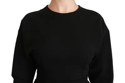 Dolce & Gabbana Black Bodycon Sheath Midi Stretch Dress In Black