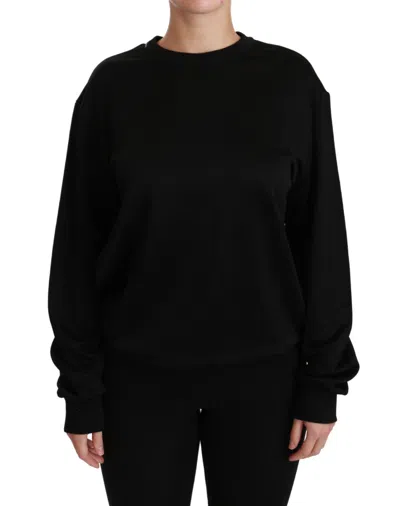 Dolce & Gabbana Black Cotton Crewneck Pullover Sweater In Black