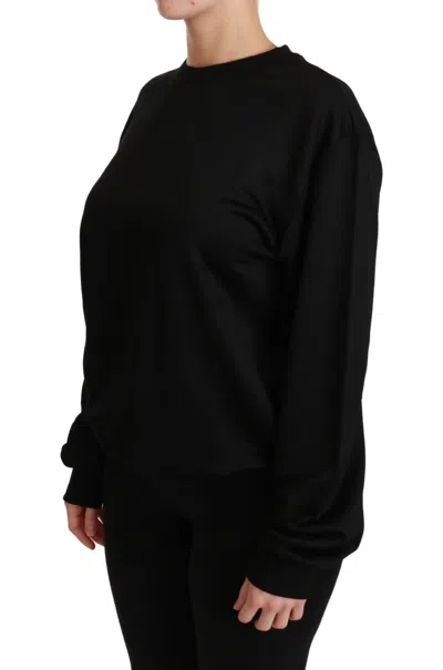 Dolce & Gabbana Black Cotton Crewneck Pullover Sweater In Black