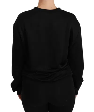 Dolce & Gabbana Black Cotton Crewneck Pullover Sweater In Black