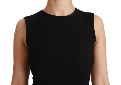 Dolce & Gabbana Black Fit Flare Wool Stretch Sheath Dress In Black