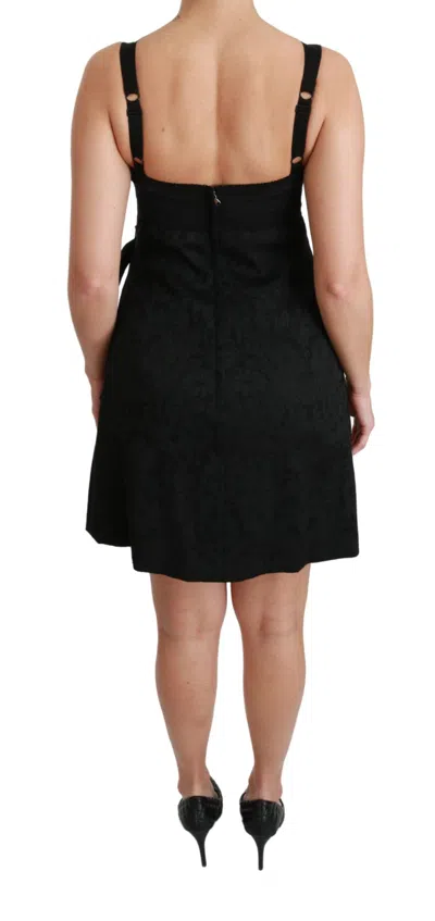 Dolce & Gabbana Wrap-effect Satin And Jacquard Mini Dress In Black