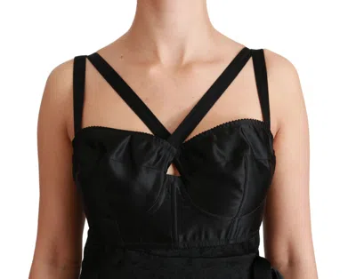 Dolce & Gabbana Wrap-effect Satin And Jacquard Mini Dress In Black