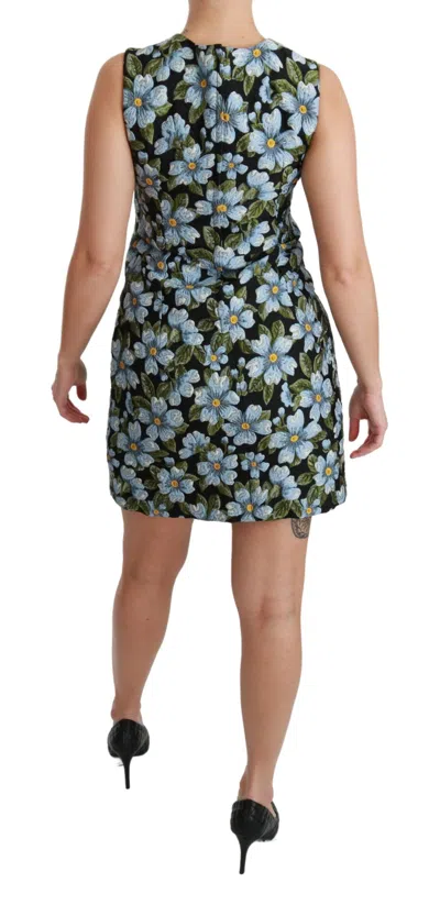 Dolce & Gabbana Blue Floral Brocade Gown Shift Dress In Multicolor