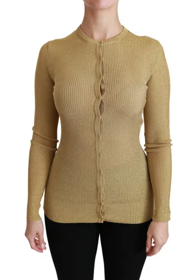 Dolce & Gabbana Gold Viscose Blend Buttons Cardigan Sweater In Gold