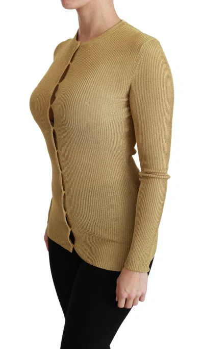 Dolce & Gabbana Gold Viscose Blend Buttons Cardigan Sweater In Gold