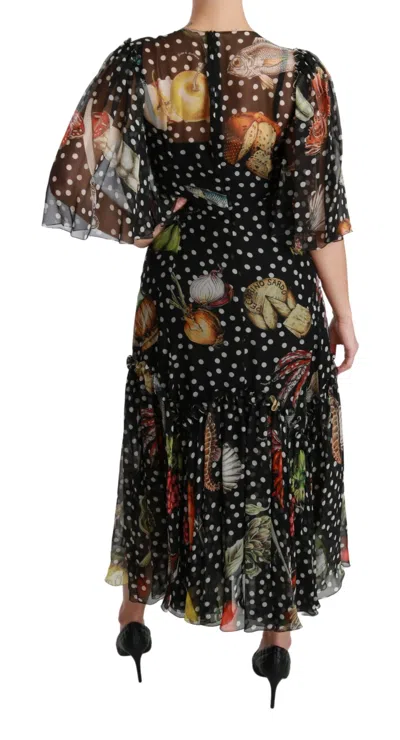 Dolce & Gabbana Black Sea Fish Sicily A-line Shift Dress In Black
