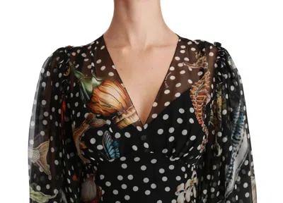 Dolce & Gabbana Black Sea Fish Sicily A-line Shift Dress In Black