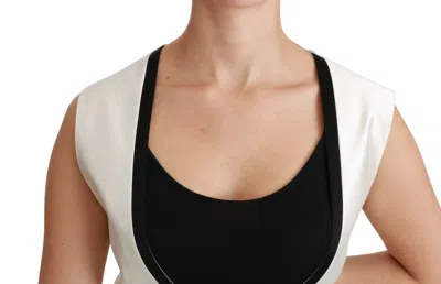 Dolce & Gabbana Elegant Silk Sleeveless Vest In Black & White In White