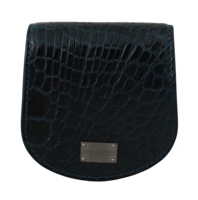 Dolce & Gabbana Exquisite Dark Blue Coin Case Wallet In Blue