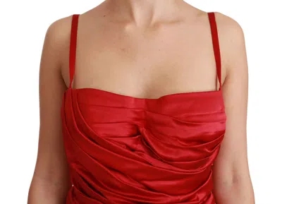 Dolce & Gabbana Red Silk Stretch Mermaid Bodycon Dress In Red