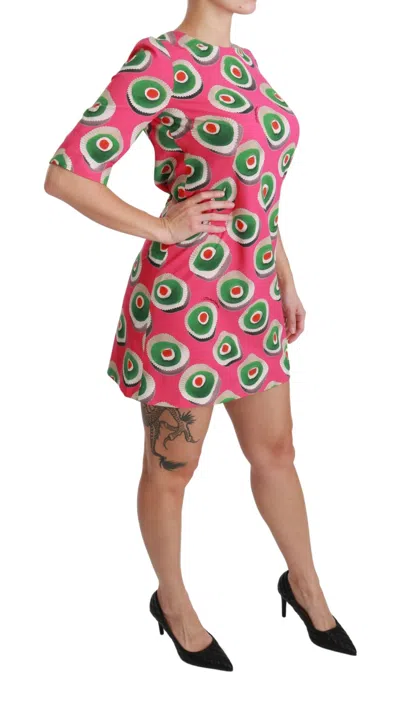 Dolce & Gabbana Pink Silk Cup Cake Shift Stretch Dress In Pink