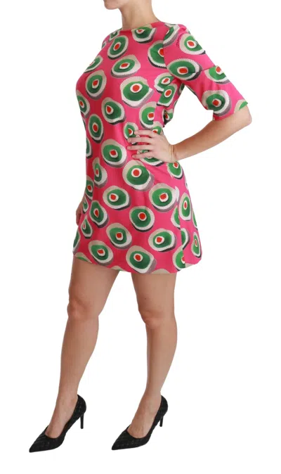 Dolce & Gabbana Pink Silk Cup Cake Shift Stretch Dress In Pink