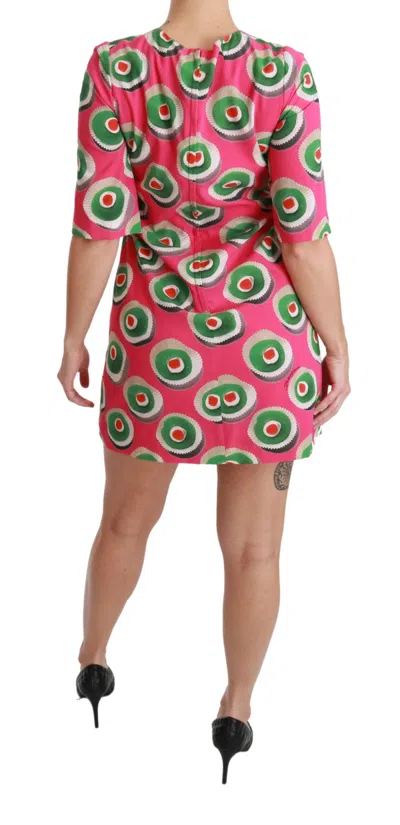 Dolce & Gabbana Pink Silk Cup Cake Shift Stretch Dress In Pink