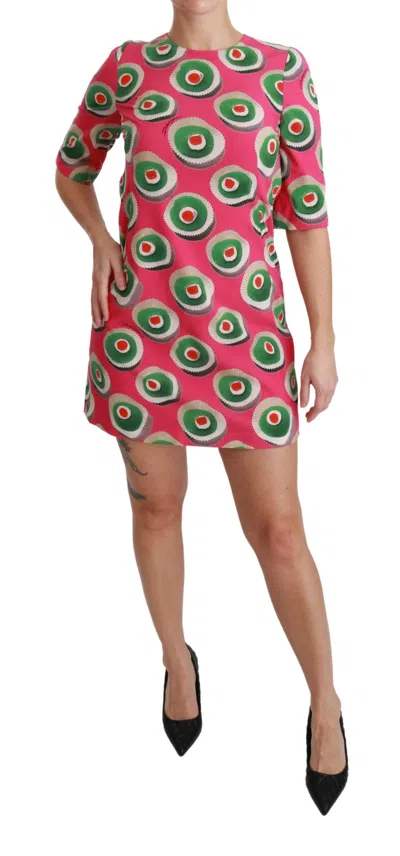 Dolce & Gabbana Pink Silk Cup Cake Shift Stretch Dress In Pink