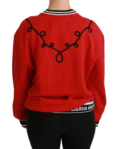 Dolce & Gabbana Radiant Red Sequined Crew Neck Women's Sweater In Red