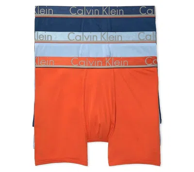 Calvin Klein Men's 3 Underwear Comfort Microfiber Boxer Briefs In Rapid Blue/estate Blue/oriole In Multi