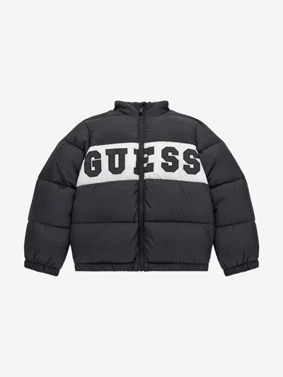 Guess Logo-print Padded Jacket In Black