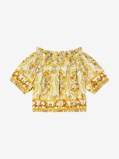 Dolce & Gabbana Blouse With Print In Yellow