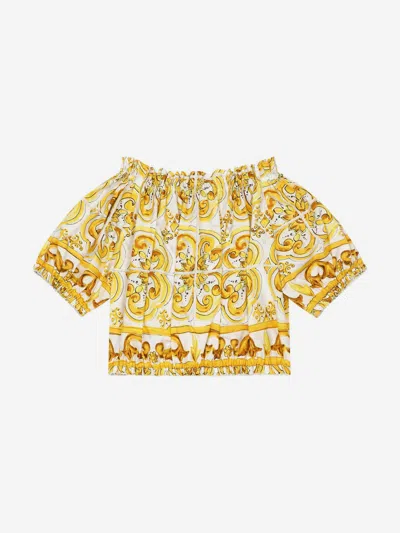 Dolce & Gabbana Blouse With Print In Yellow