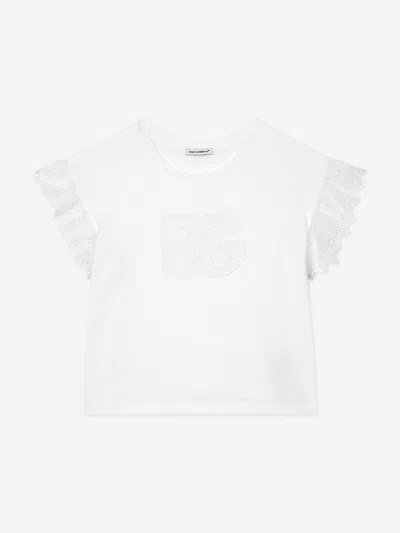 Dolce & Gabbana Broderie Anglaise T-shirt In White