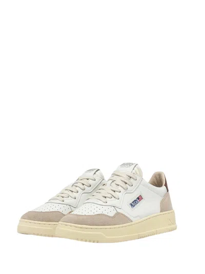 Shop Autry Medalist Low Sneakers In White And Brown Leather And Suede