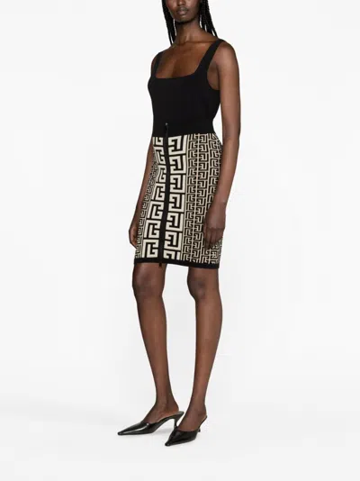 Balmain Pencil Skirt In Monogram Knit
