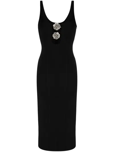 Blumarine Black Viscose Stretch Midi Dress