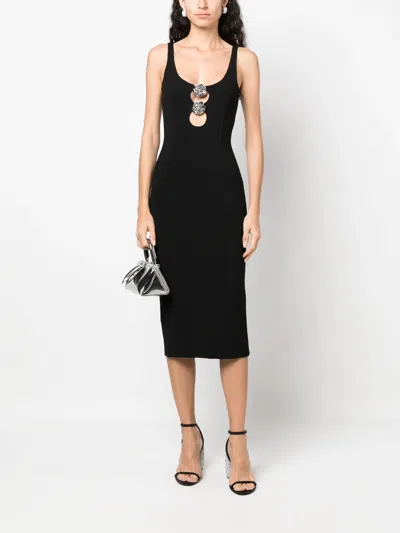Blumarine Black Viscose Stretch Midi Dress