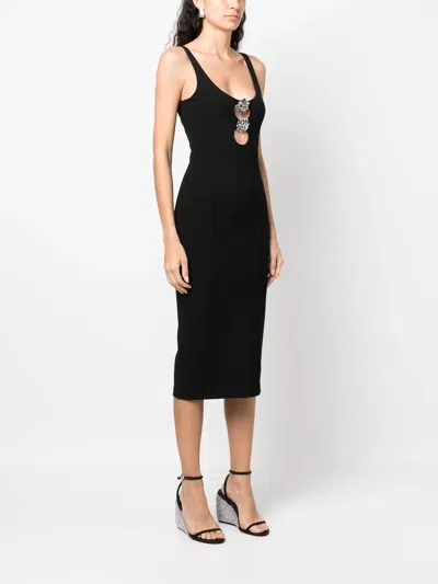 Blumarine Black Viscose Stretch Midi Dress