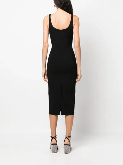 Blumarine Black Viscose Stretch Midi Dress