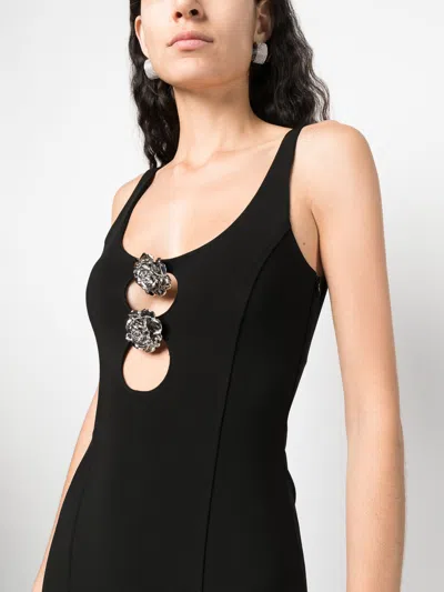 Blumarine Black Viscose Stretch Midi Dress