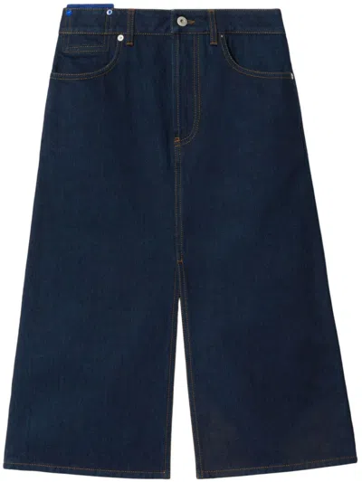 Burberry Japanese Front-slit Denim Midi Skirt
