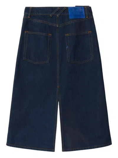 Burberry Japanese Front-slit Denim Midi Skirt