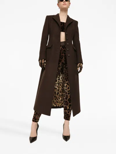 Dolce & Gabbana High Waist Leopard Print Cotton Blend Leggings