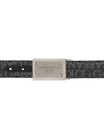 Dolce & Gabbana Men's Allover Logo Plaque Belt