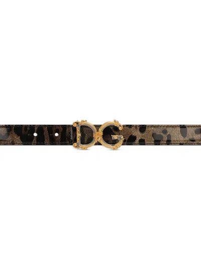 Dolce & Gabbana Dg-buckle Leopard-print Belt