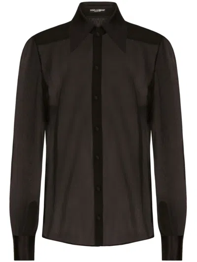 Dolce & Gabbana Silk Chiffon Shirt With Satin Details