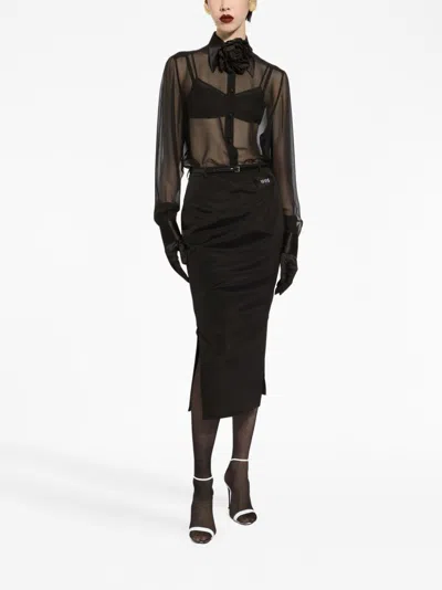 Dolce & Gabbana Silk Chiffon Shirt With Satin Details