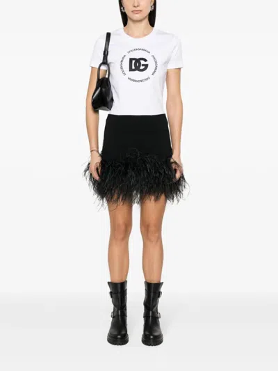 Dolce & Gabbana White T-shirt With Logo Lettering Print In Cotton