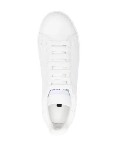 Dolce & Gabbana Portofino Low-top Leather Sneakers With Lateral Monogram In Neutral