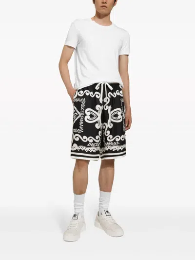 Dolce & Gabbana Dolce&gabbana Silk Bermuda With Navy Print