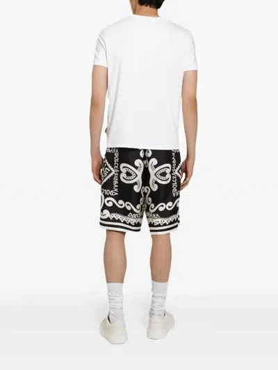 Dolce & Gabbana Dolce&gabbana Silk Bermuda With Navy Print