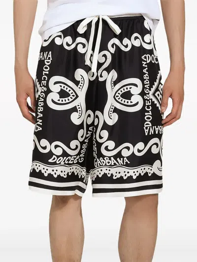 Dolce & Gabbana Dolce&gabbana Silk Bermuda With Navy Print