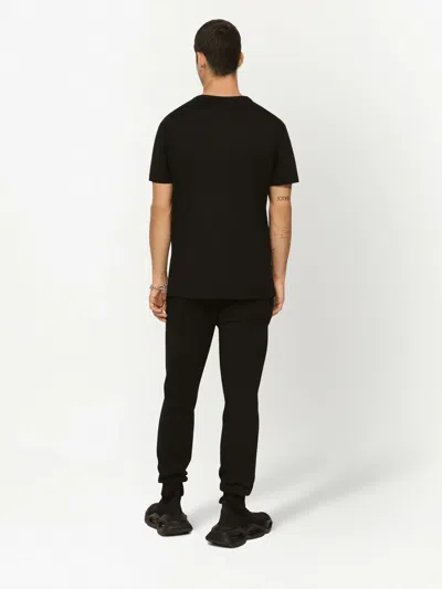 Dolce & Gabbana Cotton T-shirt With Metal Plaque Featuring Front Logo