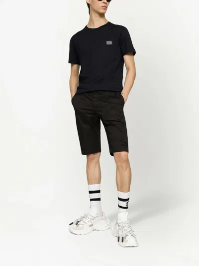 Dolce & Gabbana Cotton T-shirt With Metal Plaque Featuring Front Logo