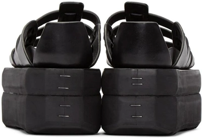 Shop Rick Owens Black Leather Gladiator Sandals