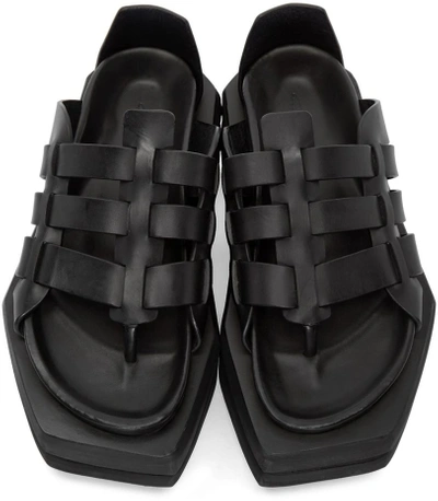 Shop Rick Owens Black Leather Gladiator Sandals