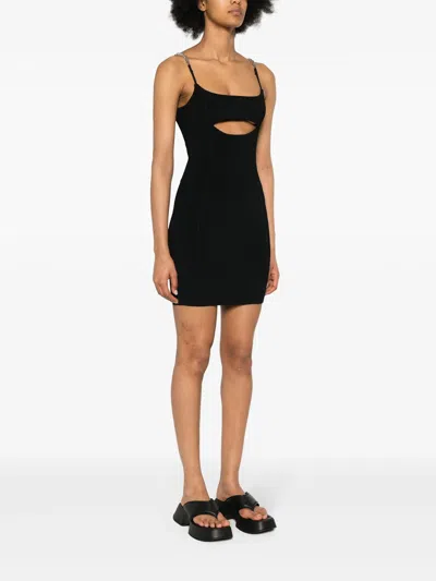 Gcds Rhinestone Logo Jersey Mini Dress