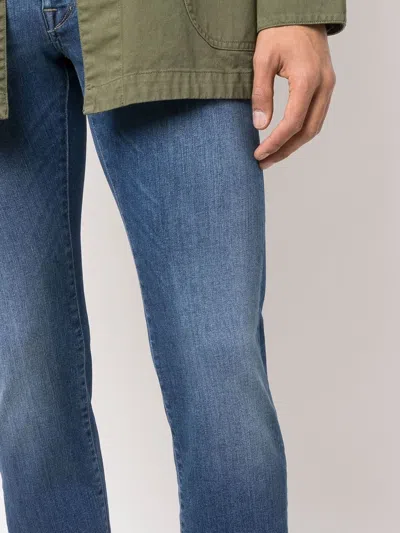 Incotex Faded Denim Trousers Featuring Belt Loops In Blue